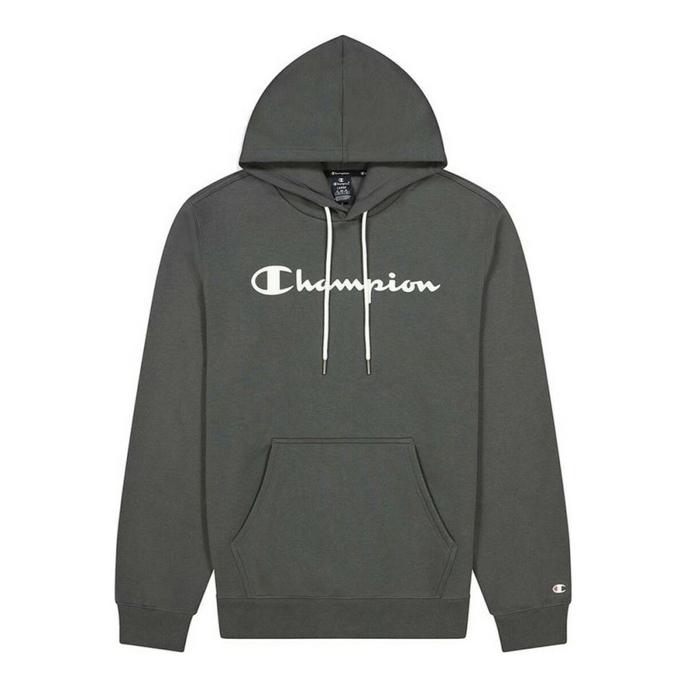 Sweat à capuche homme Champion Script Logo Print Gris foncé