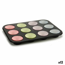 Muffin Tray Kinvara 55011 Multicolour 7 x 7 x 3 cm 35 x 3 x 26,5 cm Baking tray (12 Units)