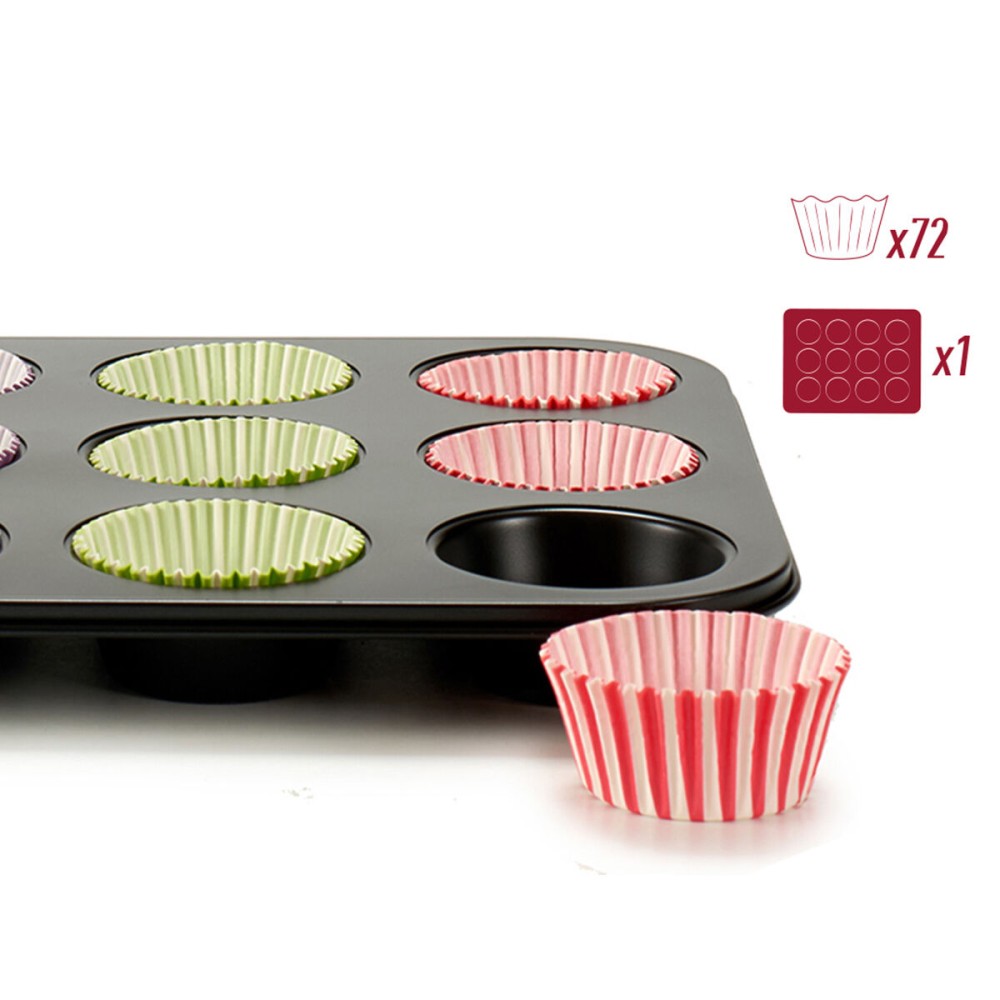 Moules à Muffins Kinvara 55011 Multicouleur 7 x 7 x 3 cm 35 x 3 x 26,5 cm Plateau pour Four (12 Unités)