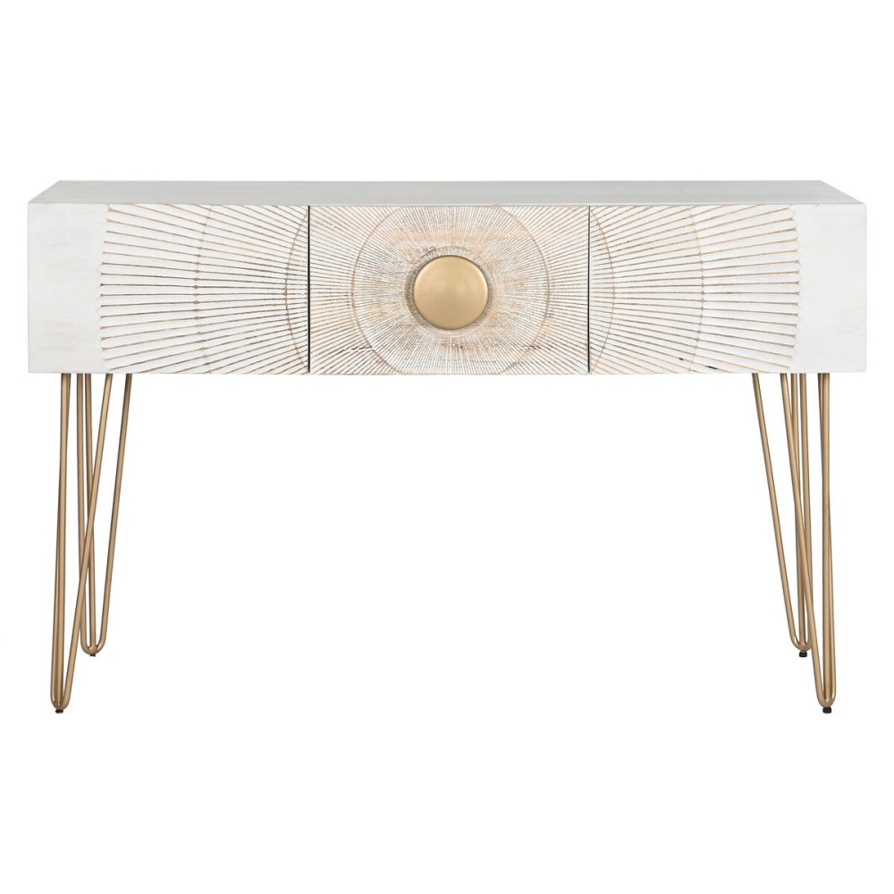 Console Home ESPRIT Blanc Doré Métal Bois de manguier 120 x 38 x 76 cm