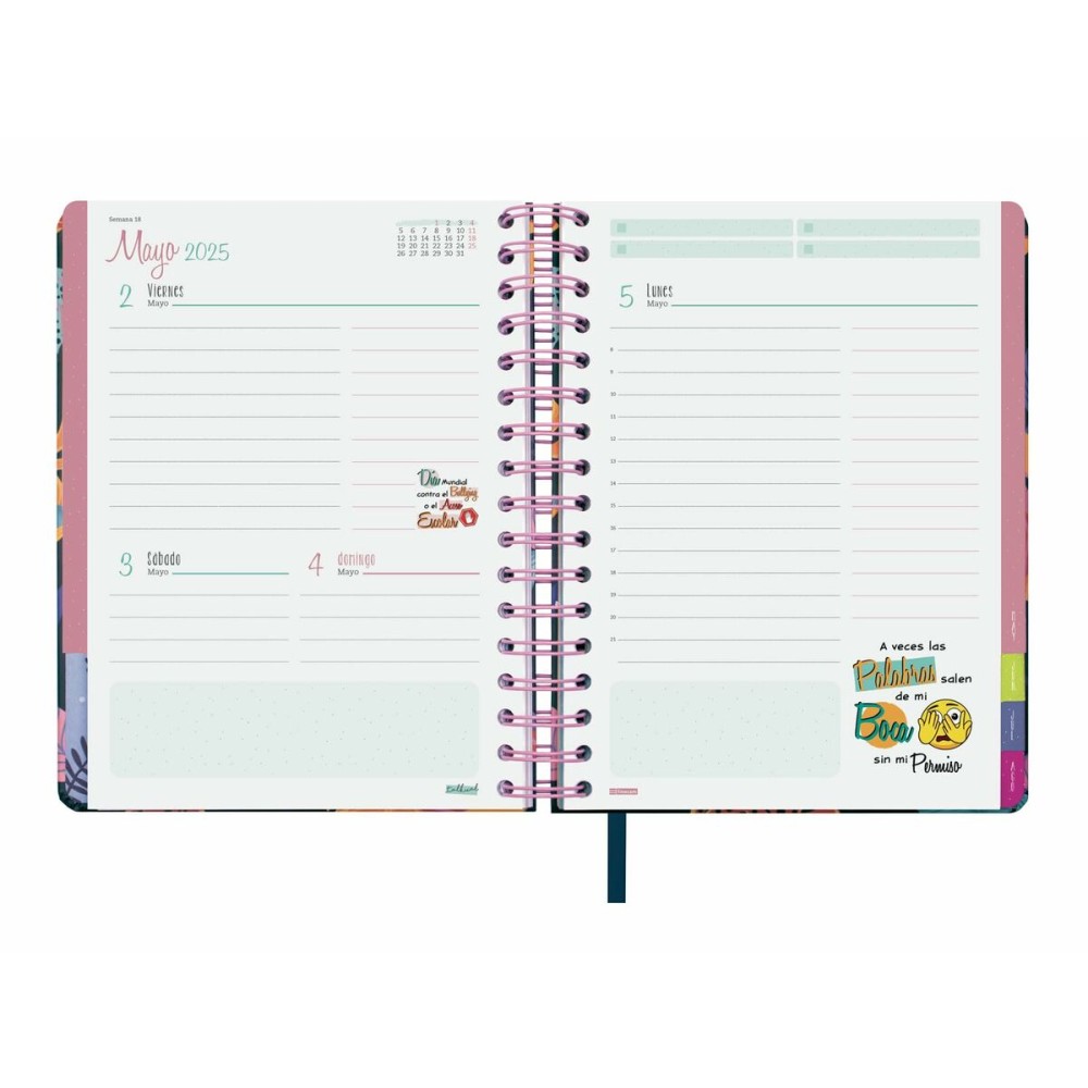 Diary Finocam Talkual Wild Multicolour Quarto 15,5 x 21,7 cm 2024-2025