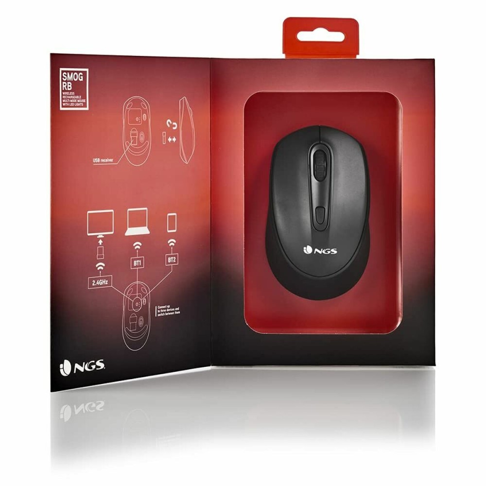 Mouse NGS SMOG-RB Schwarz 2400 dpi Wireless (1 Stück)