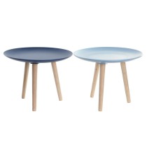 Table d'appoint DKD Home Decor 44 x 44 x 35 cm Bleu Marron Bleu ciel Pin Bois MDF (2 Unités)