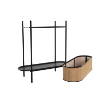 Blumentopf DKD Home Decor natürlich Schwarz Metall Kolonial Bambus (60 x 23.5 x 69 cm)