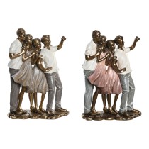 Deko-Figur DKD Home Decor 18 x 10 x 25 cm Rosa Gold Weiß Familie (2 Stück)