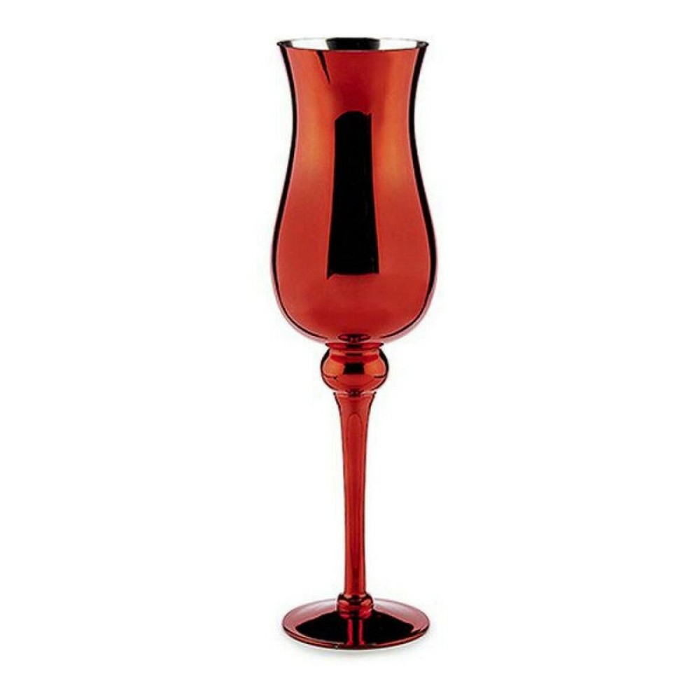 Bougeoir Rouge Verre 13,5 x 4,5 x 13,5 cm