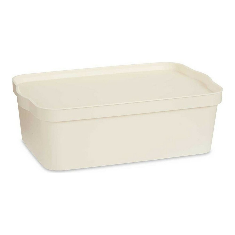 Storage Box with Lid Kipit TP595-4 Cream Plastic 14 L 29,5 x 14,3 x 45 cm