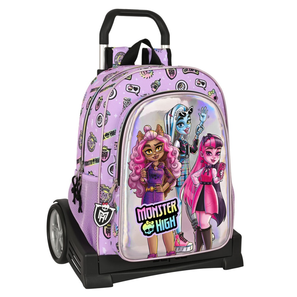 Schulrucksack mit Rädern Monster High Best boos Lila 33 x 42 x 14 cm