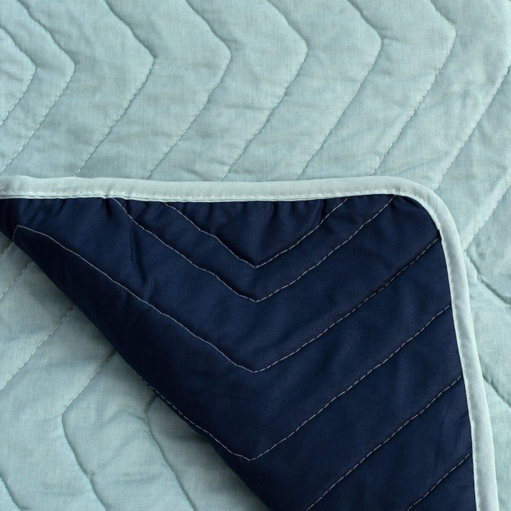 Reversible Bedspread HappyFriday Basic Arista Navy Blue Mint 270 x 260 cm