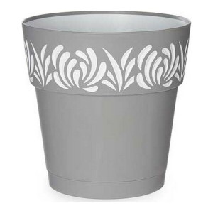 Pot auto-arrosant Stefanplast Gaia Gris Blanc Plastique 25 x 25 x 25	 cm