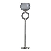 Candleholder 13 x 13 x 56 cm Crystal Grey Metal Silver