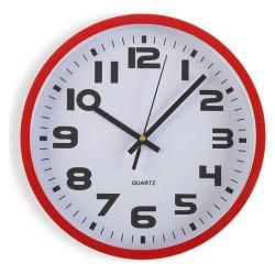 Horloge Murale Versa Rouge Plastique 3,8 x 25 x 25 cm