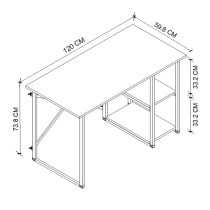 Bureau Alexandra House Living Noir Chêne Métal Bois MDP 120 x 75 x 60 cm industriel