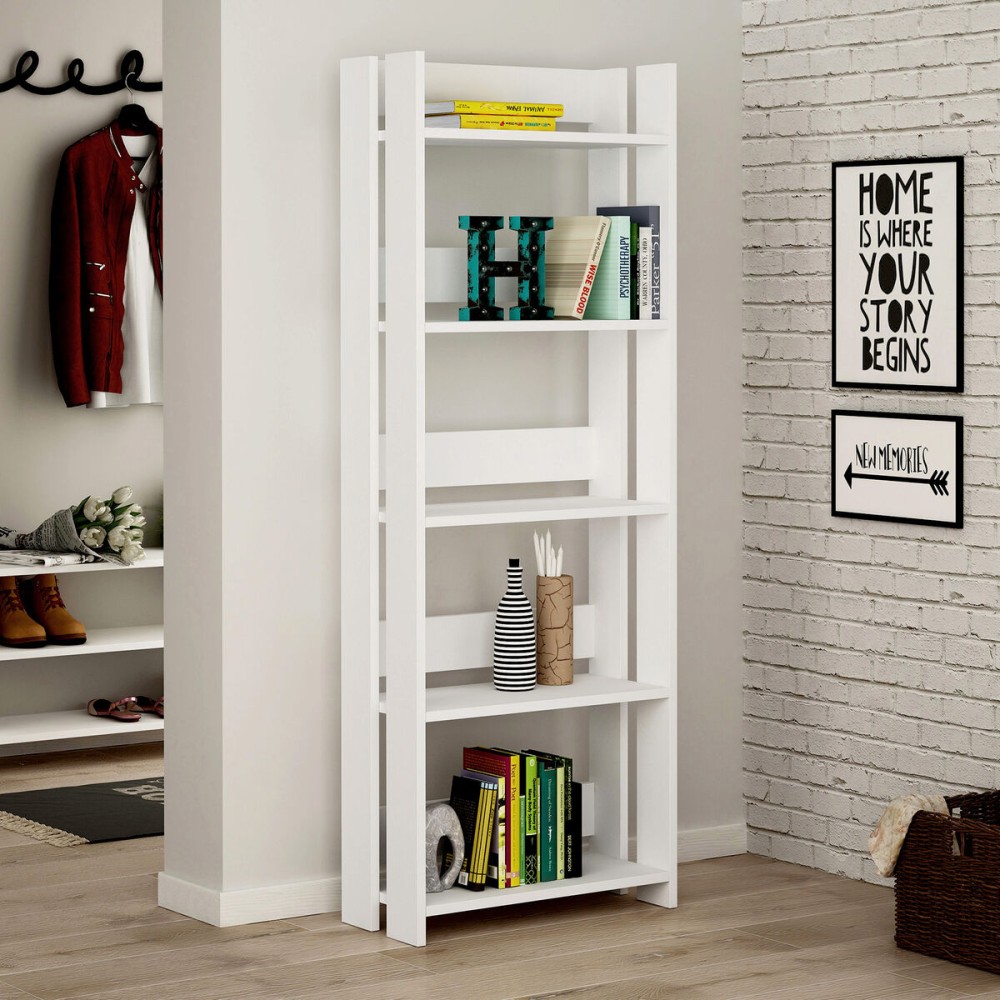 Librairie Alexandra House Living Blanc Bois MDP 57 x 155 x 25 cm 5 Etagères