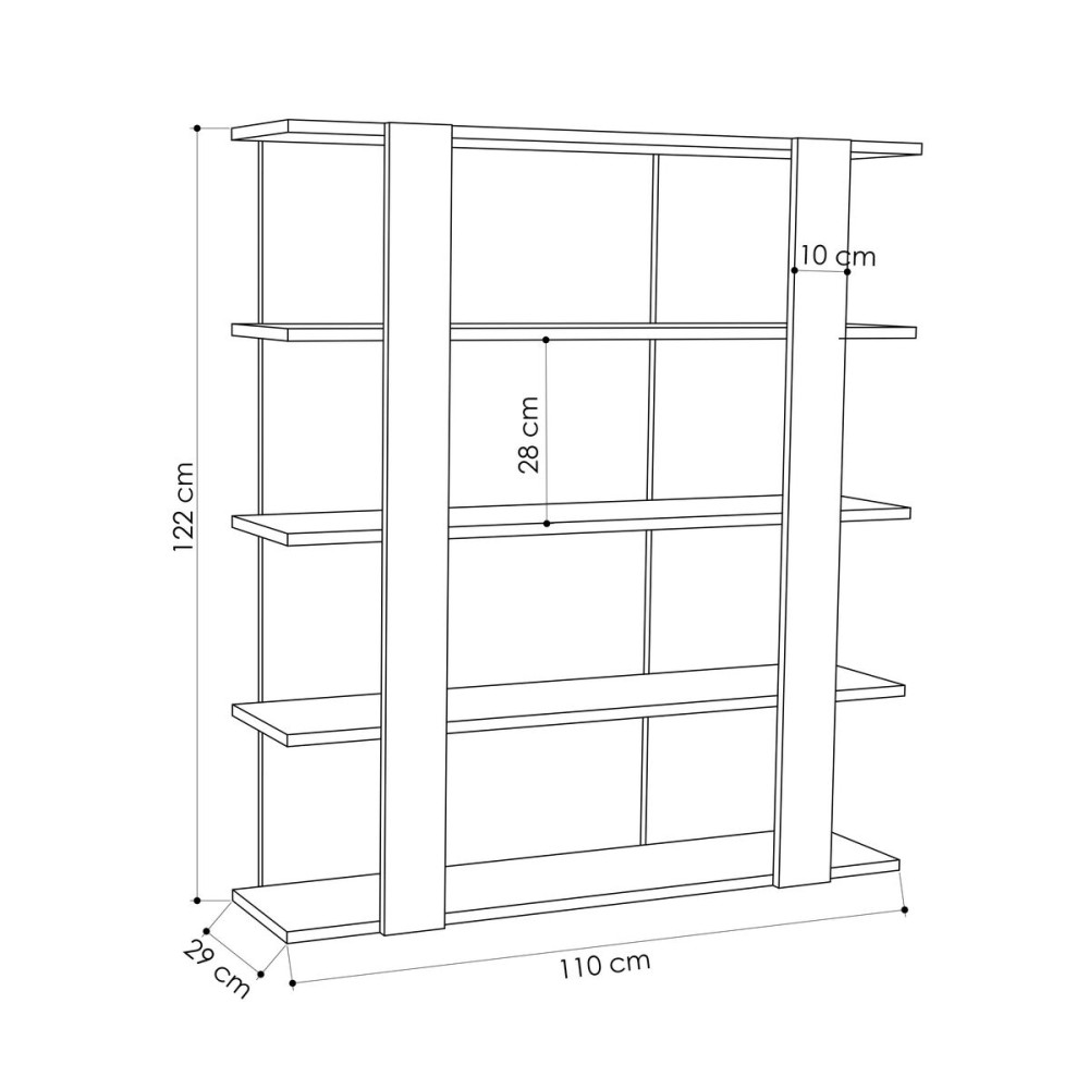 Librairie Alexandra House Living Chêne Bois MDP 110 x 122 x 29 cm 4 Etagères