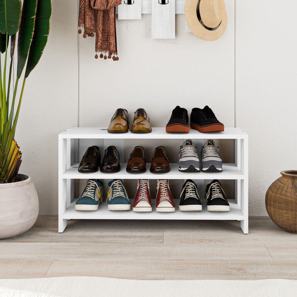 Shoe bench Alexandra House Living White 84 x 44 x 29 cm 2 Shelves