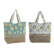 Handtasche DKD Home Decor Zitronengelb Polyester Jute (2 pcs) (44 x 15 x 57 cm)