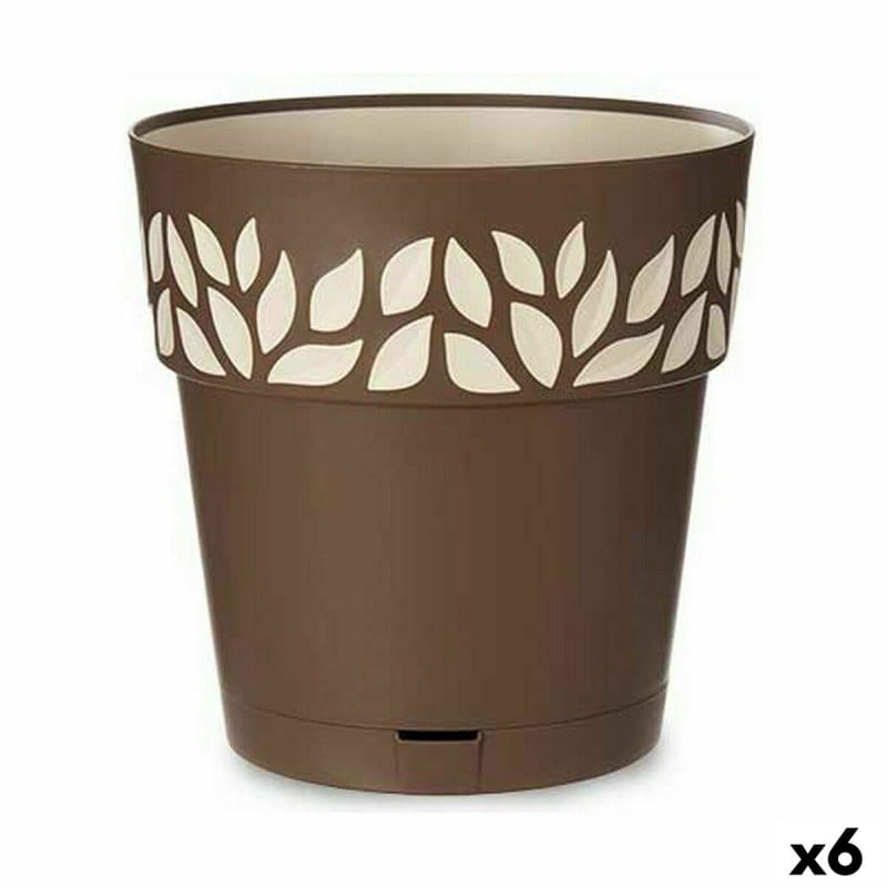 Self-watering flowerpot Stefanplast Cloe Brown Plastic 29 x 29 x 29 cm (6 Units)