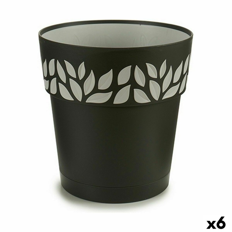 Self-watering flowerpot Stefanplast Cloe Anthracite Plastic 25 x 25 x 25 cm (6 Units)