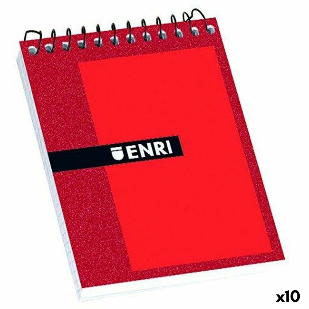 Bloc de Notes ENRI Rouge 80 Volets 4 mm (10 Unités)