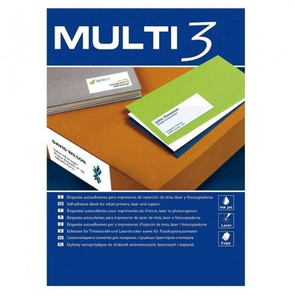 Printer Labels MULTI 3 White Rounded 100 Sheets 64 x 33,9 mm (24 Units)