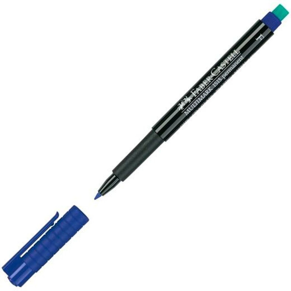 Marqueur permanent Faber-Castell Multimark 1513 F Bleu (10 Unités)