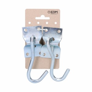 Holder EDM 85243 Silver 70 x 45 mm Hook for hanging up Hammock (2 Units)