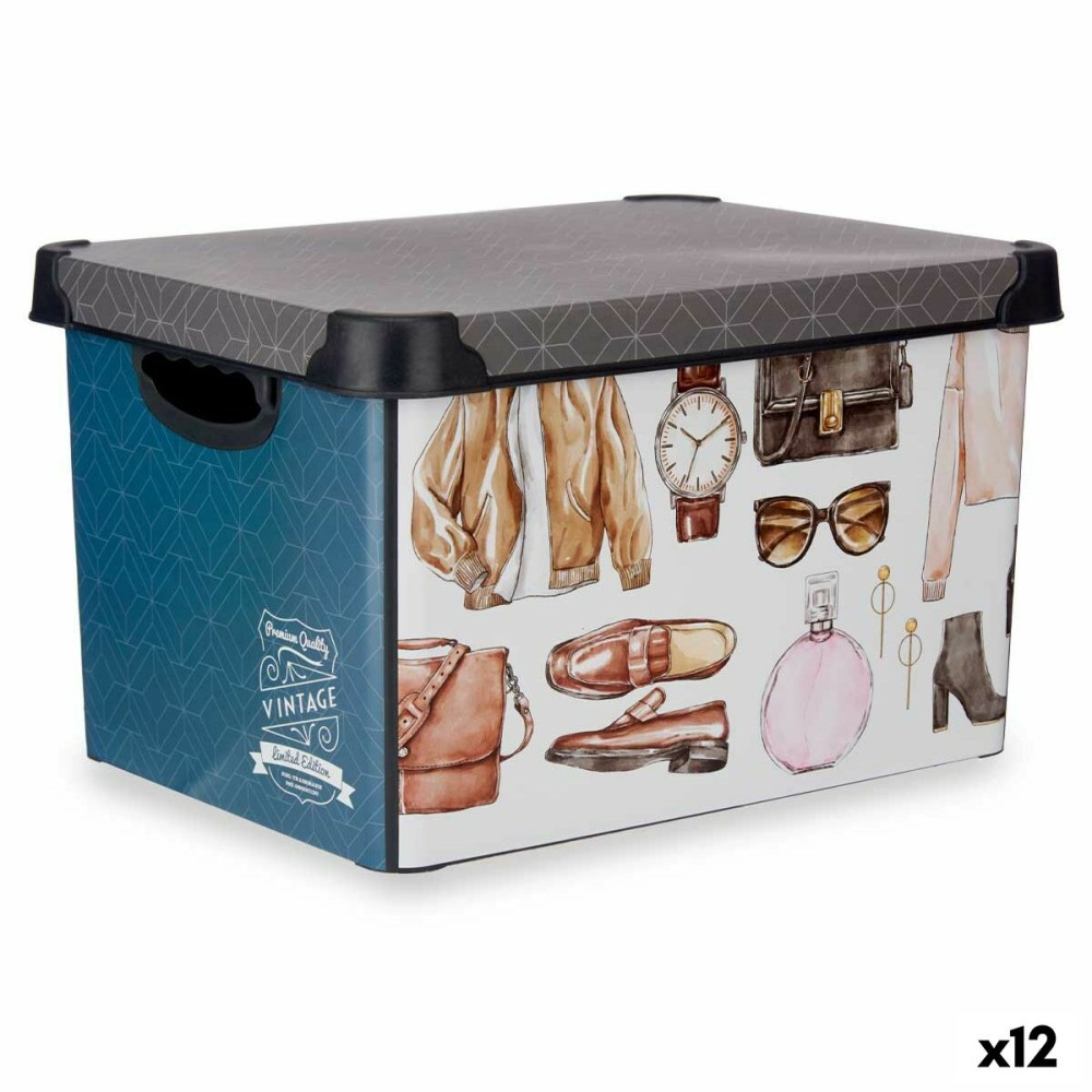 Storage Box Kipit Vintage Plastic Vintage 22 L 30 x 23,5 x 40 cm With handles (12 Units)