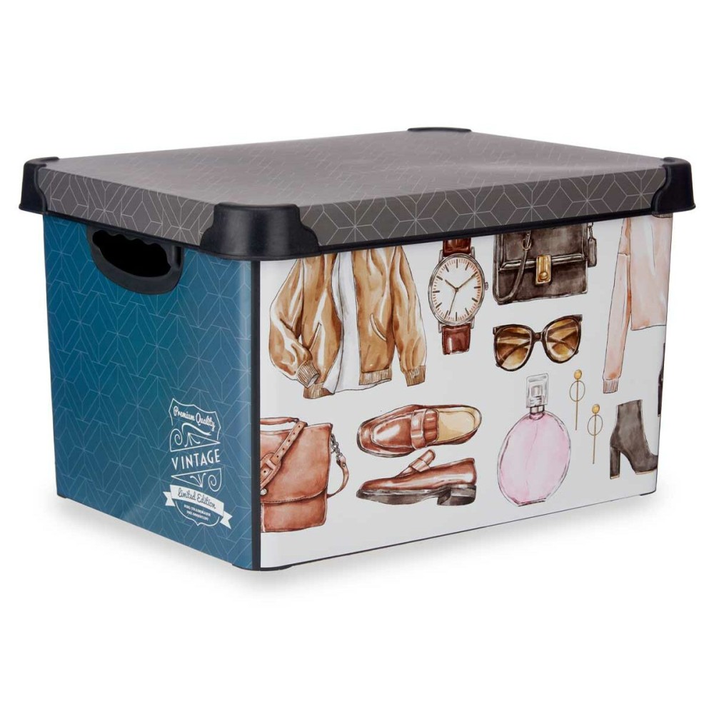 Storage Box Kipit Vintage Plastic Vintage 22 L 30 x 23,5 x 40 cm With handles (12 Units)