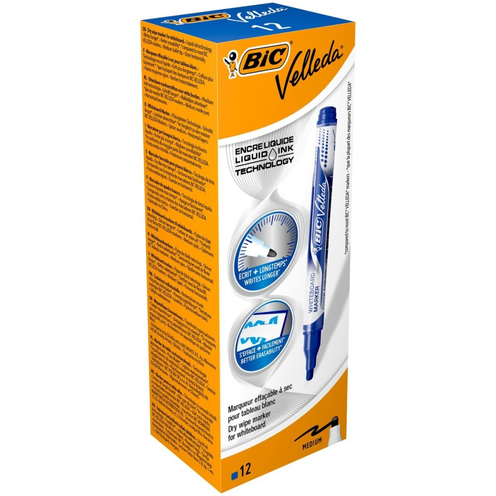 Marqueur Bic Velleda Bleu (12 Pièces)