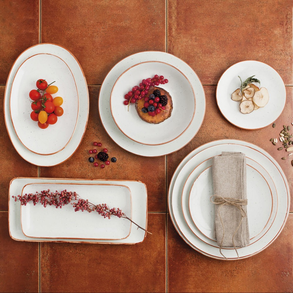 Flat plate Ariane Terra Ceramic Beige (Ø 31 cm) (6 Units)