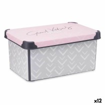 Boîte de rangement avec couvercle Kipit Vibes Gris Rose Plastique 10 L 22,7 x 16,5 x 34,5 cm (12 Unités)