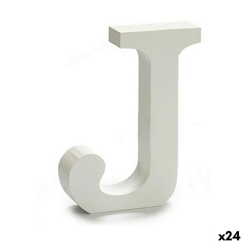 Letter Pincello J White Wood 2 x 11 cm (24 Units)