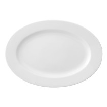 Flat plate Ariane Prime Oval Ceramic White (38 x 25 cm) (6 Units)