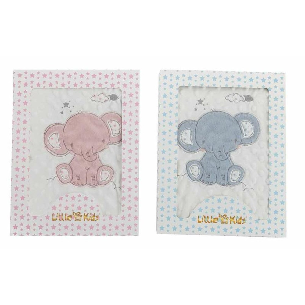 Baby blanket Elephant Pink Embroidery Double-sided 100 x 75 cm