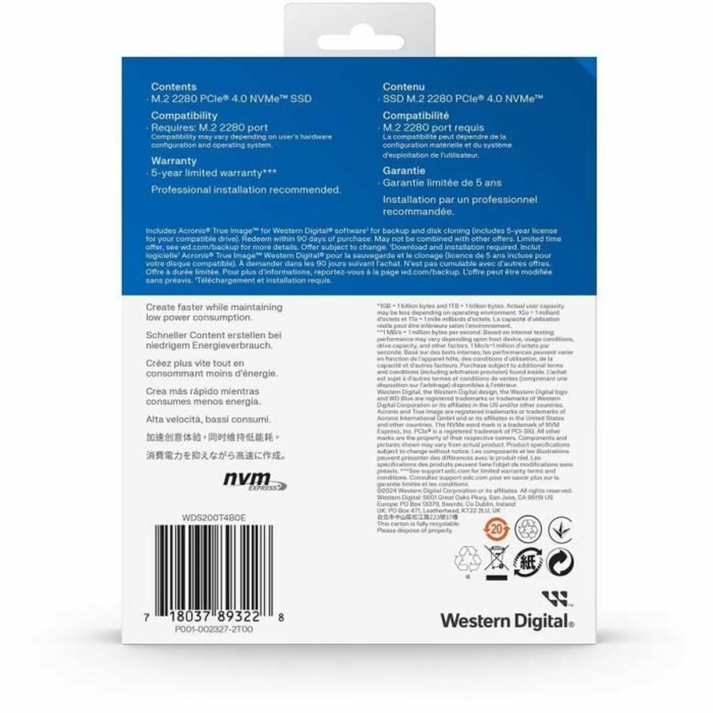 Hard Drive Western Digital WDS200T4B0E 2 TB