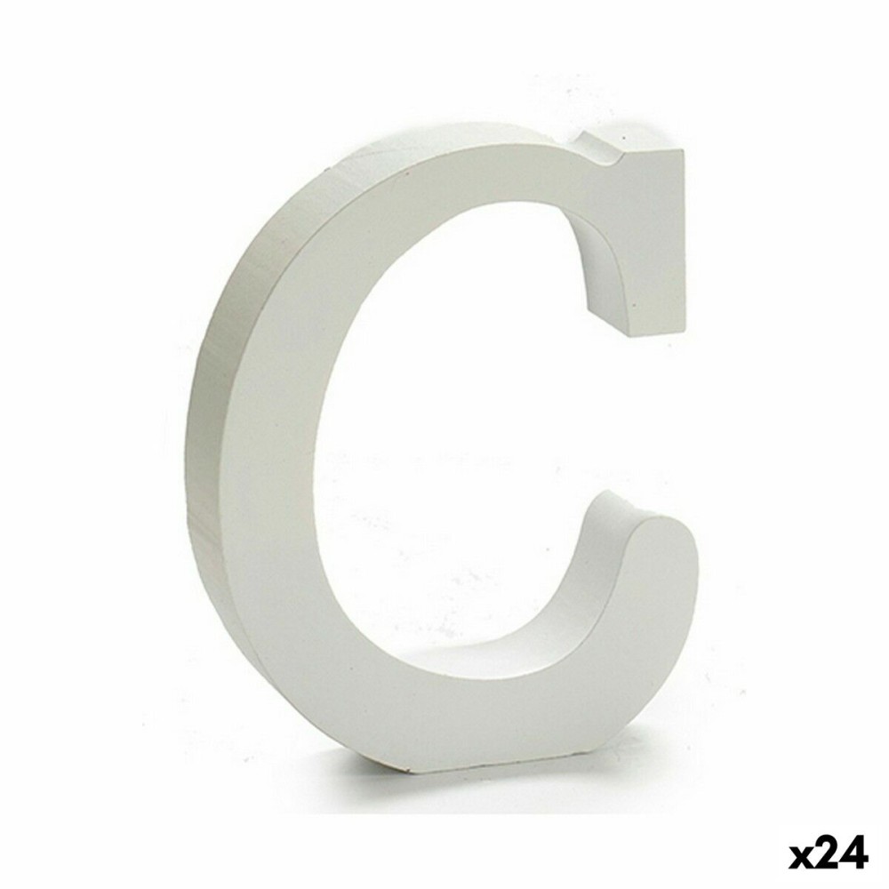 Letter C (24 Units) White Wood 2 x 11 cm