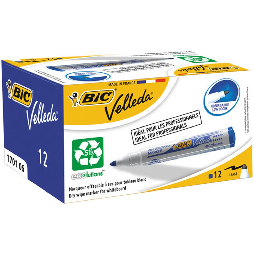 Liquid chalk marker Bic Velleda Ecolutions 1701 Blue (12 Pieces)