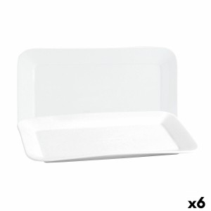 Kochschüssel Quid Basic rechteckig aus Keramik Weiß (25,9 x 15 cm) (6 Stück)