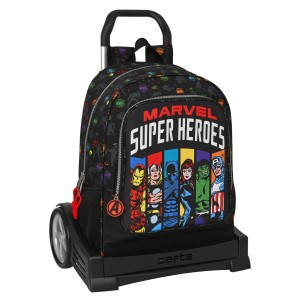 Schulrucksack mit Rädern The Avengers Super heroes Schwarz (32 x 42 x 14 cm)