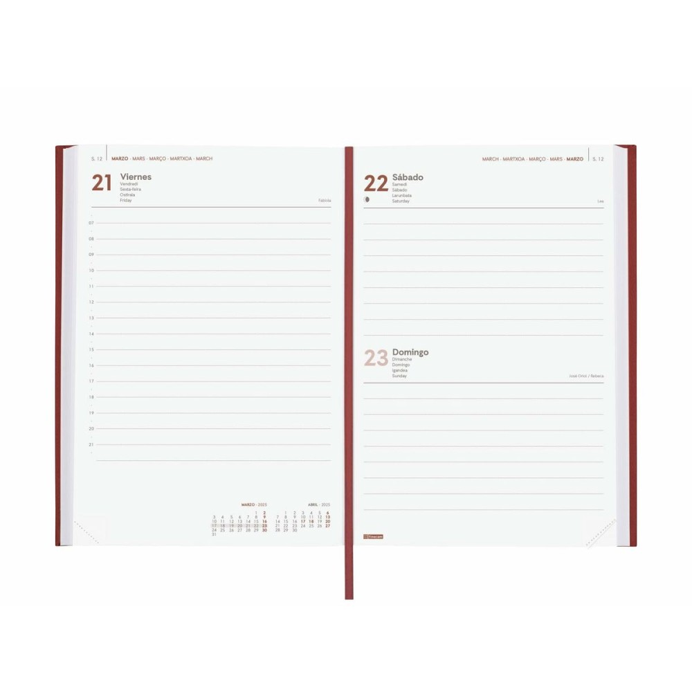 Agenda Finocam DYNAMIC MILANO Y10 Bordeaux A5 14 x 20,4 cm 2025