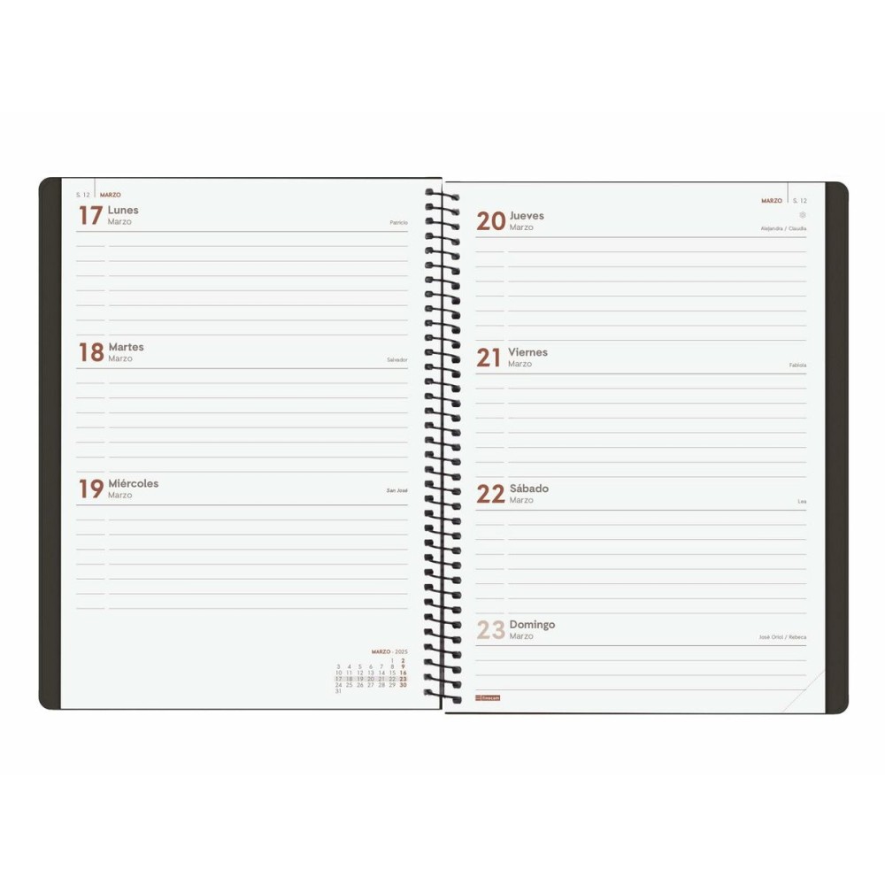 Agenda Finocam MY E10 Noir A5 15,5 x 21,2 cm 2025