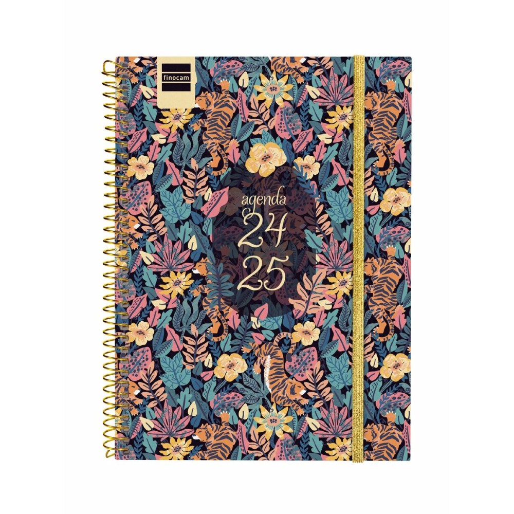 Diary Finocam TIGER Multicolour Quarto 15,5 x 21,2 cm 2024-2025 Floral