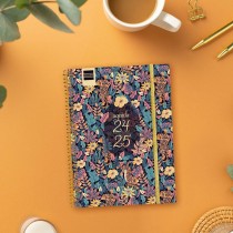 Agenda Finocam TIGER Multicouleur quarto 15,5 x 21,2 cm 2024-2025 Floral