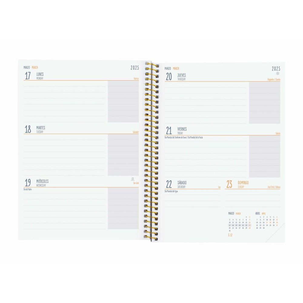 Diary Finocam TIGER Multicolour Quarto 15,5 x 21,2 cm 2024-2025 Floral