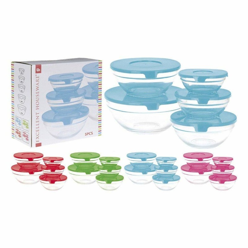 5 Lunchbox-Set Glass EH Blau Durchsichtig