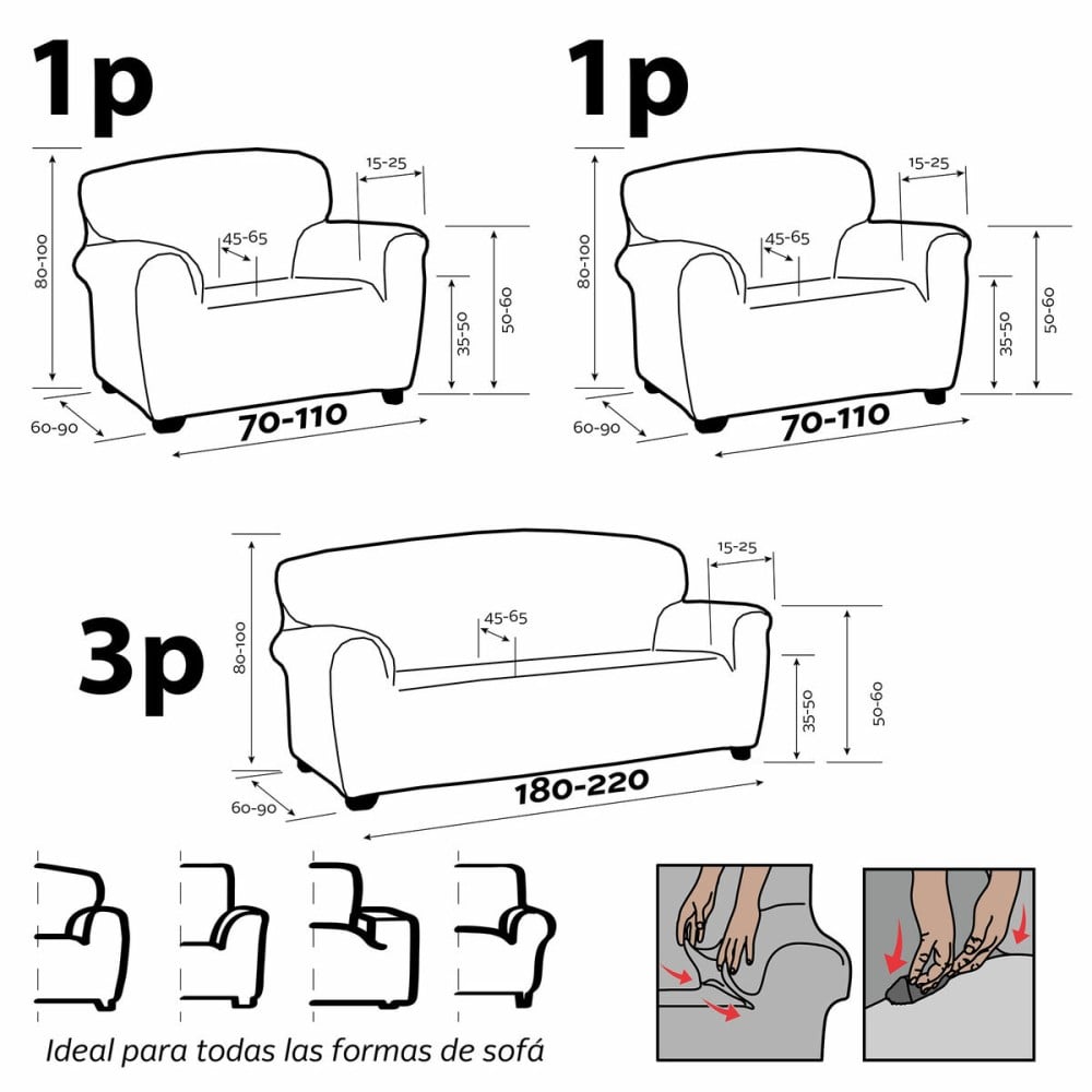 Housse de canapé Sofakover Pocket Trio Romeo 3 Unités