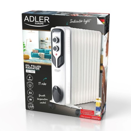 Oil-filled Radiator Adler AD 7817 White Black 2500 W