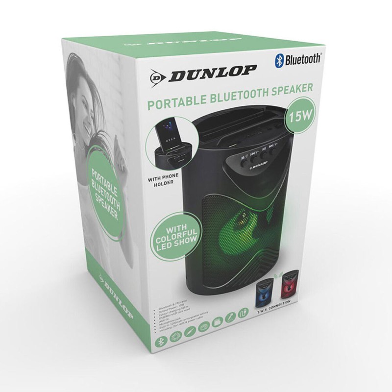 Haut-parleurs bluetooth Dunlop TWS 15 W Noir USB