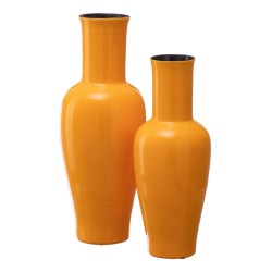 Vase 21,5 x 21,5 x 52,5 cm aus Keramik Gelb